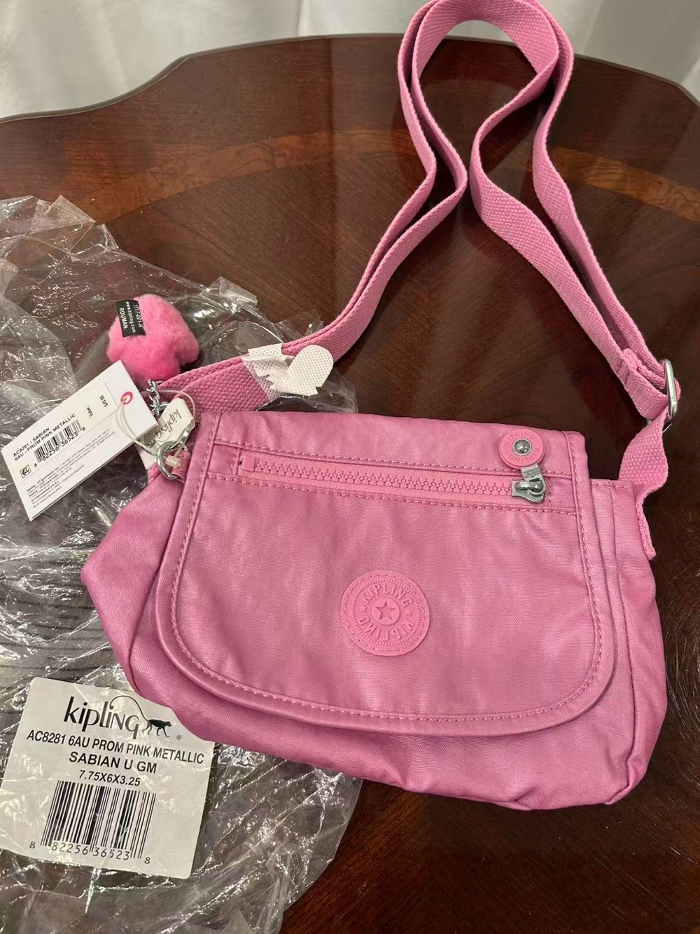 Kipling Pink Crossbody Sabian U Metallic